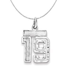 Silver, Varsity Collection, Small D/C Number 19 Necklace - 24 In